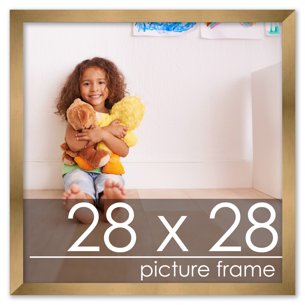 28x28 Solid Wood Picture Frame with UV-Resistant Acrylic & Acid-Free Backing, Available in 6 Finishes: Matte Black, Matte White, Metallic Bronze, Silver, Natural Wood Grain & Mahogany